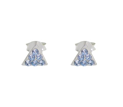 Behave - Oorbellen - 925 Sterling Zilveren Kleine Driehoekige Oorstekers - Licht blauwe Kristal steentjes