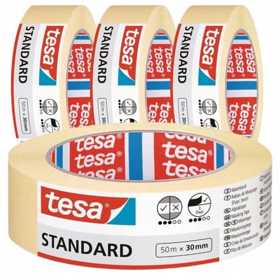 Tesa Standaard Afplaktape Papier 50m x 30mm - 3 Dagen Zonder Sporen