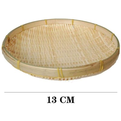 Handgemaakte Bamboe Zeef Vlechtwerk Ronde Fruit Brood Mand Borden Snack Eten Brood Picknick Groente Schalen Rotan Mand Q beige
