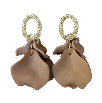 Oorbellen -zifra -goud- bruin bladeren- Charme Bijoux