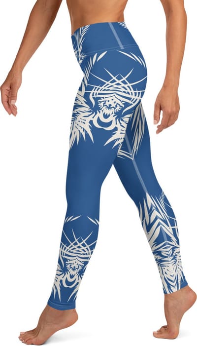 Sportlegging - design Tiger Power Up - High Waist - Dry Fit - High Performance - 4way stretch- unieke print - UPF 50+ - Hardloop - Yoga - Fitness - Dans  - Pilates - Training – sportbroek - klassiekblauw wit - maat M