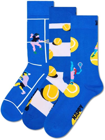 Happy Socks unisex giftbox 3P sokken tennis blauw & wit