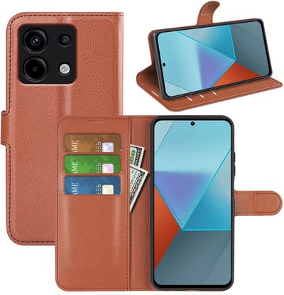 MobyDefend Hoesje - Geschikt voor Xiaomi Redmi Note 13 Pro 5G - Kunstleren Wallet Book Case (Sluiting Voorkant) - Bruin