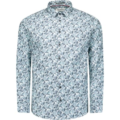 No Excess Shirt Stretch Allover Printed Dark Steel Size: M | Casual Shirts Outlet | Heren | Blauw