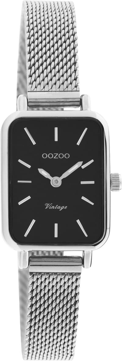 OOZOO Vintage series - zilverkleurige horloge met zilverkleurige metalen mesh armband - C20267