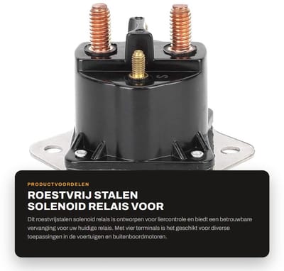 Dailygoods- Lier Relais Roestvrij Staal 4 Terminal - Solenoïde Relais - 12V - Vervangingsaccessoires - Geschikt voor Evinrude B80 - Toepassingen voor buitenboordmotor
