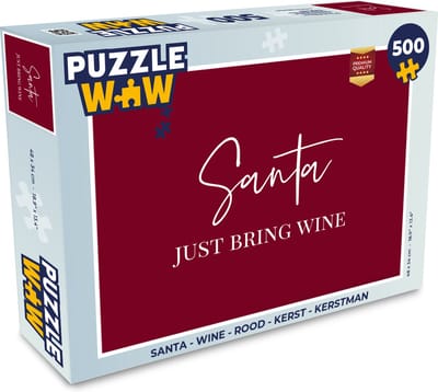 Puzzel Santa - Wine - Rood - Kerst - Kerstman - Legpuzzel - Puzzel 500 stukjes - Kerst - Cadeau - Kerstcadeau voor mannen, vrouwen en kinderen
