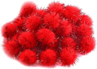 150 Stuks Mini Pompoms voor Creatieve Projecten, 25mm Fluffy Bollen, Knutselaccessoires voor DIY Decoratie en Naaiwerk, Rood