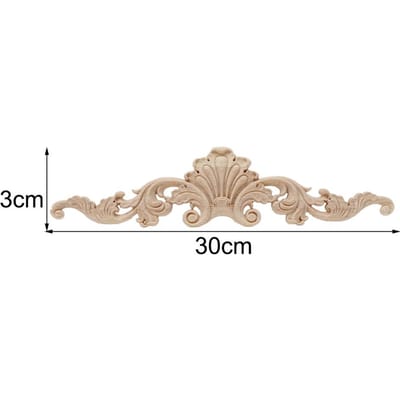 Houten Uitgesneden Appliqués Inlegwerk Ongeverfd Meubilair Lange Houten Bloemstickers Hoek Hout Appliqué Inleg Houten Beeldjes beige