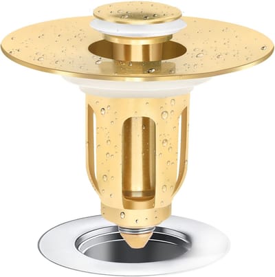 Wastafelstopper - Gootsteenstop - Water Dicht Maken - Ingebouwde Zeef - Universele Maat - Goud