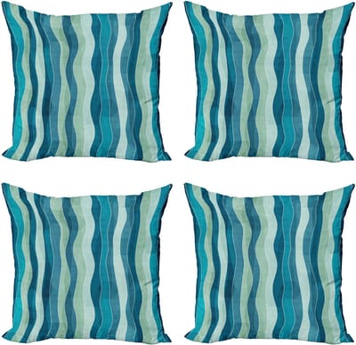 New Bed Abstract Grunge Golfpatroon Decoratieve Sierkussenhoes Set van 4 voor Bank Slaapkamer Woonkamer, 46cm x 46cm Gedrukte Kussenhoes