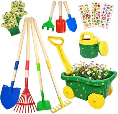 Kinder Kruiwagen Set - Tuingereedschap Kinderen - Buiten Spelen - Compleet 13 Delig - 26x33x19 cm