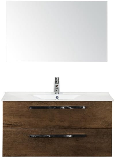 Seville Badmeubelset 100 cm - Tabacco - Keramische Wastafel Wit Enjoy met Spiegel