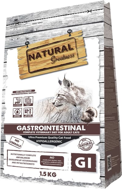 Kattenvoer Natural Greatness - Gastrointestinal Dieet - 1.5kg, Droogvoer voor Spijsvertering