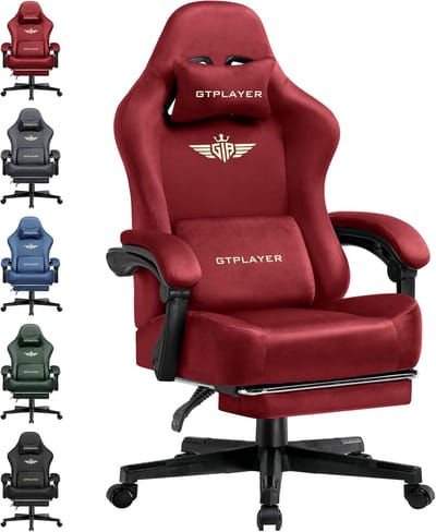 GTPLAYER - Gamingstoel van Stof - Met Pocketvering en Hoge Rugleuning - Rood