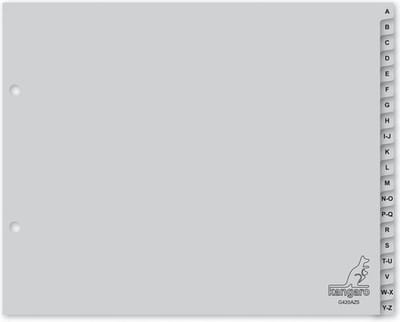 Kangaro tabbladen - 180x210mm - speciaal voor ordners - PP 120 micron - 2-gaats - 20-delig letters