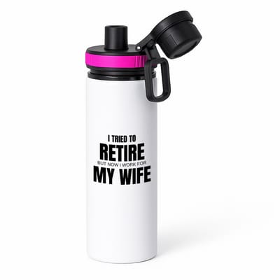 Hacebo® - I tried to retire waterfles met draaidop roze - Pensioen - werken voor vrouw - werk - afscheidscadeau - verjaardagscadeau - kado - water fles - 850ML