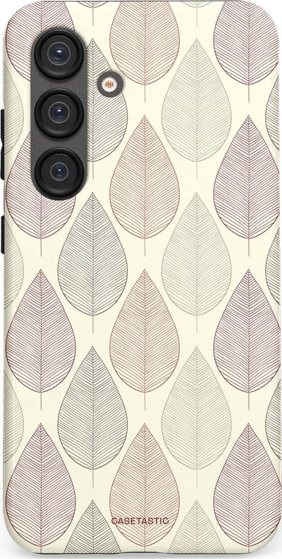 Casetastic hoesje geschikt voor Samsung Galaxy S25 - Dubbellaagse bescherming - Botanisch retro bladeren dans - Fashion Case - Crème