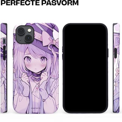 Casetastic hoesje geschikt voor Apple iPhone 14 Plus - MagSafe - Dubbellaagse bescherming - Strik en Staren - Fashion Case - Lila Lichtgrijs Wit Lichtroze
