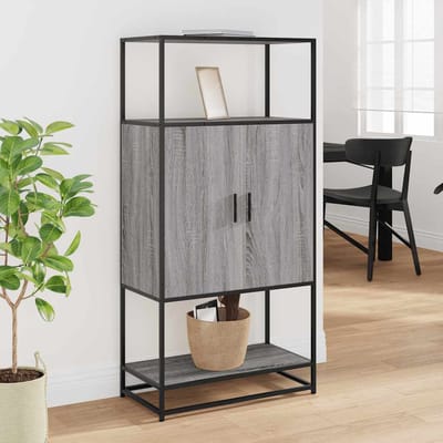 vidaXL - Hoge - kast - 68x35x139cm - bewerkt - hout - en - metaal - grijs - sonoma - eiken