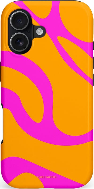 Casetastic hoesje geschikt voor Apple iPhone 17 - MagSafe - Dubbellaagse bescherming - Zonnige Zebra Roze-Oranje - Fashion Case - Okergeel Fuchsia