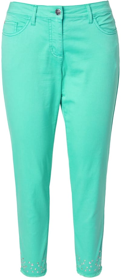 Angel of Style - Dames - 7/8-broek van twill versierde gerafelde zoom 5-pocket - Smaragd - Maat 42