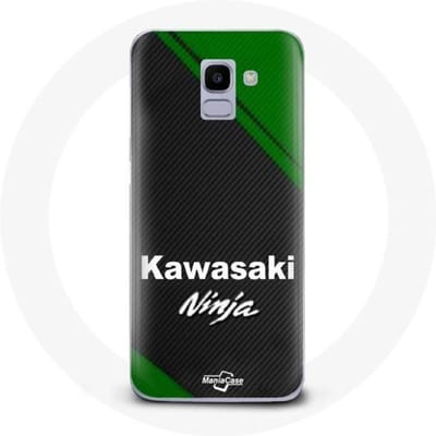 Hoesje - Kawasaki - Galaxy J6 2018 - Flexibel - Groen - Ninja Logo