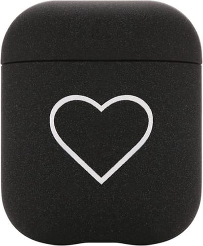 Studio Air® Airpods 2 Hoesje Cute Heart - Stevige Airpods Case ook geschikt als Airpods 1 Hoesje - Zwart