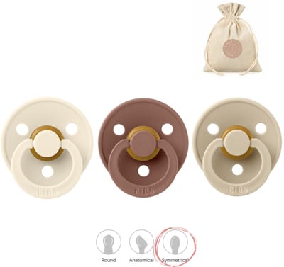BIBS fopspenen symmetrisch - maat 1 (0-6 maanden) - vanilla, woodchuck, ivory
