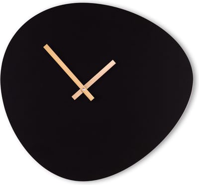 KLOQ - Pebble Wandklok - Batterijen Inbegrepen - Wanddecoratie - Quartz Beweging - Niet-Tikkend Batterij Aangedreven - Satijnzwart en Glanzend Goud - 40 cm x 2,5 cm x 37 cm - 1,2 kg