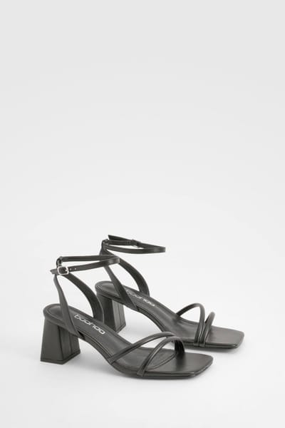 boohoo Dames Brede pasvorm asymmetrische 2-delige blockhakken | Zwart | Maat: 36