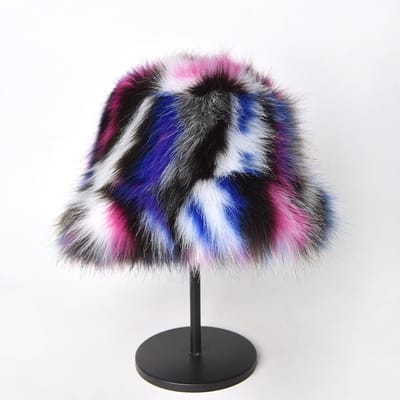 Pluizige Nepbont Emmerhoed Dames Konijnenbont Warm Dik Pluche Wintermuts Dame Luxe Mode Feest Panama Vissershoed One Size black