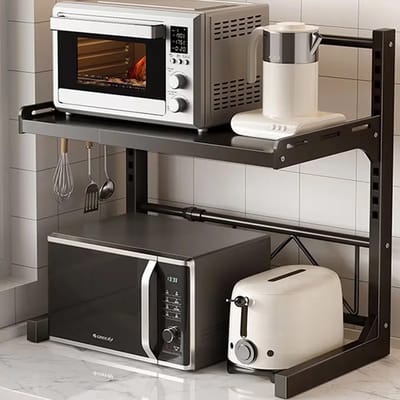JHUBERS - Dailygoods Keukenopbergrek Multi-Layer Magnetronrek Eenvoudig Staand Aanrechtblad Kruidenrek Oven Organizer Schap Keuken