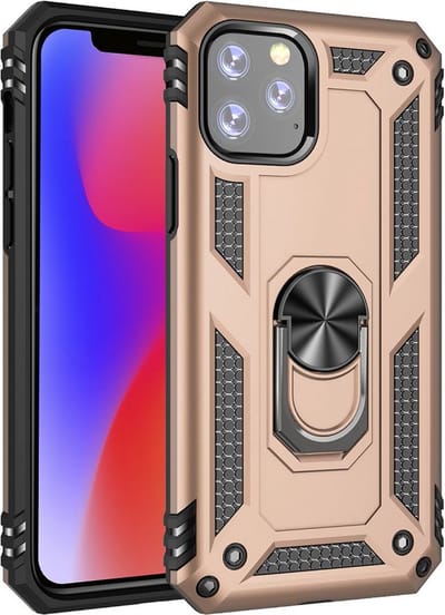 MobyDefend Hoesje - Geschikt voor iPhone 11 - Pantsercase Met Draaibare Ring - Roze