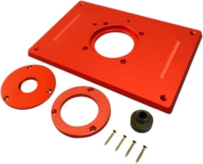 Freestafel Inzetplaat - Houtfrees Flip Bord - Precisie Houtbewerking - Robuuste Aluminiumlegering - 30 x 20 cm - Rood