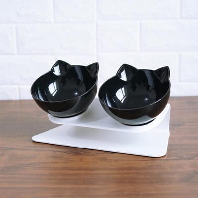 Creatieve antislip dubbele voerbakken met opstaande voer- en waterbak, perfect voor katten en kleine hondenbenodigdheden