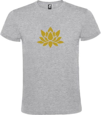 Grijs  T shirt met  print van "Lotusbloem " print Goud size XS