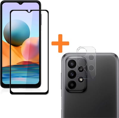 Volledige Dekking Scherm Tempered Glass Screen Protector + Camera lens Beschermer Transparant Geschikt voor: Samsung Galaxy A23
