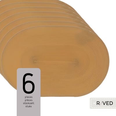 Raved Placemats - Set van 6 Stuks - Selma Taffy - Ovaal - Kunststof - Eettafel - Onderlegger - Waterafstotend