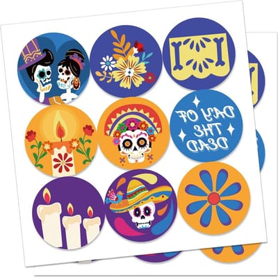 Mexico stickers - Dag van de Dood - Schedel stickers voor Laptop en Waterfles - Mexicaans motief - Computer Decoratie - 180/192 stuks