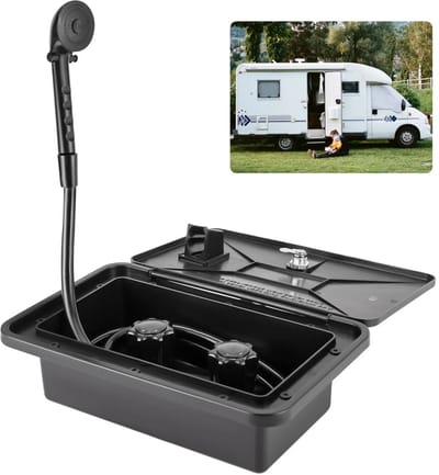 Campingdouche – Buitendouche met 1,5 m Slang – Ergonomisch Ontwerp & Eenvoudige Installatie – Geschikt voor Caravan - Boot of Tuin – Met Temperatuurregeling