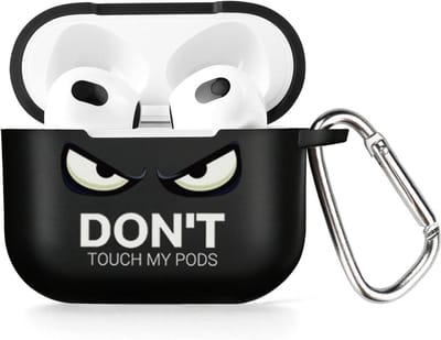 Beschermhoes voor AirPods 4 met Karabijnhaak - Zachte TPU Case in Zwart met Patroon