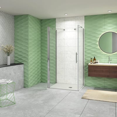 80x80x80cm Douchecabine 195cm hoog,pendeldeuren met Twee Zijwanden,Aluminium muurprofiel Helder Glas 6mm.