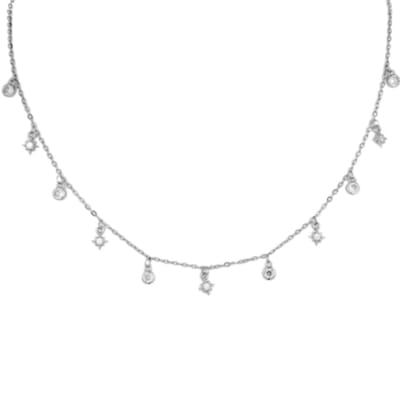 Ketting-star en shine -zilverkleurig -RVS -40+5cm -Charme Bijoux