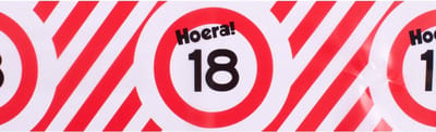 Afzetlint ''Hoera! 18'' - 18 jaar - Vier het moment! - 10 meter