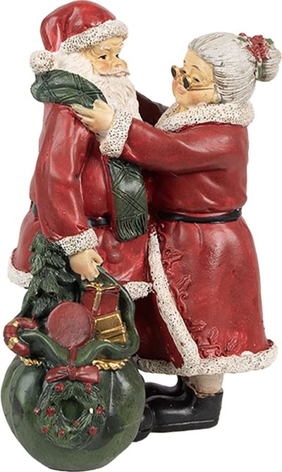 Clayre & Eef Kerstdecoratie Beeld Kerstman 10x10x16 cm Rood Kunststof