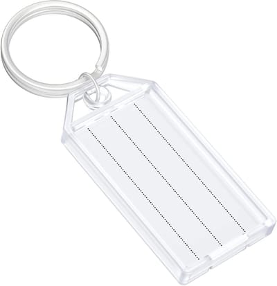 Tough Plastic Key Tags 2 Inch Wit - Identificatie Labels met Lege Papieren Labels, Transparante Covers en Split Ringen voor Sleutels en Organisatie