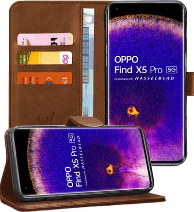 Hoesje geschikt voor Oppo Find X5 Pro - Portemonnee Book Case Bruin