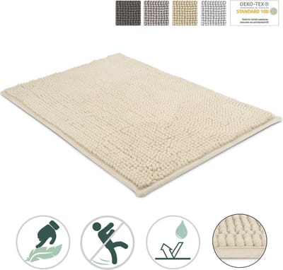 Beautissu Beaumare WR – Badmat Antislip 120x70cm – Douchemat Badkamer Creme