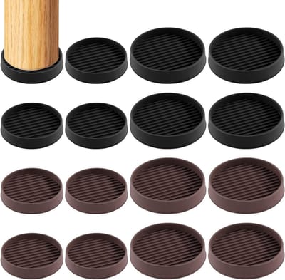 4 Stuks Zwarte Rubber Antislip Vloerkappen 5 x 5 x 5 cm - Meubelbescherming voor Bed, Bank en Tafel - Rond en Duurzaam Vloerstopper